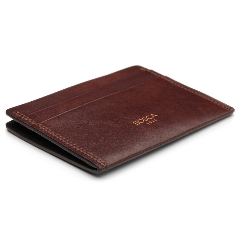 Weekend Wallet Card Case Dolce Matte Leather Dark Brown