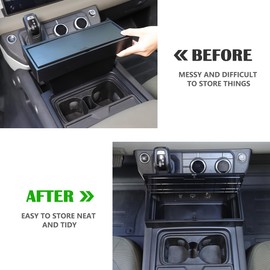 JONKOKO Car Center Console Storage Box Organizer Tray with Lid Cover Compatible with Land Rover Defender 90 110 130 2020-2025 Central Console Armrest Tray Storage Box Insert Tray Interior Accessories