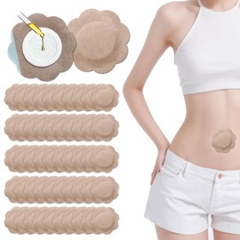 50PCS Castor Oil Patches, Castor Oil Pack Wraps Disposable Organic Cotton Self-Adhesive Pads for Belly Button, Anti Leakage Design, Breathable & Portable, No Wash