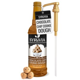 Syruvia Chocolate Chip Cookie Dough Syrup – Chocolate Chip Cookie Dough Coffee Syrup Flavor, 25.4 fl oz, Kosher, Gluten Free, Perfect for Coffee, Drinks, Soda, Desserts, and More, With Syrup Pump