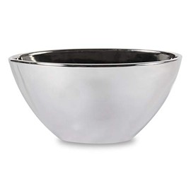 Silver Ceramic Boat Shape Planter - Oval Shaped Vase Decorative Bowl Indoor House Plant TOZO Pot - 5" H x 5" W x 10" L