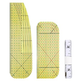 2 Pieces of Sewing Rulers, 1 Piece of Soft Ruler, Sewing Accessories, Ruler for Measuring Clothes, Curve Ruler and Cutting Supplies, Handheld Sewing Ruler, Tailor's Ironing Ruler