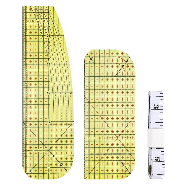 2 Pieces of Sewing Rulers, 1 Piece of Soft Ruler,