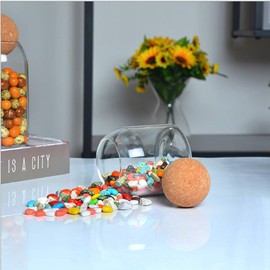 Piscepio Glass Jar with Wood Lid Ball Jar Small Food Storage Container Clear Candy Jars Canister Sugar Coffee Tea Beans Spice Salt Storage 2 PSC 500 ML