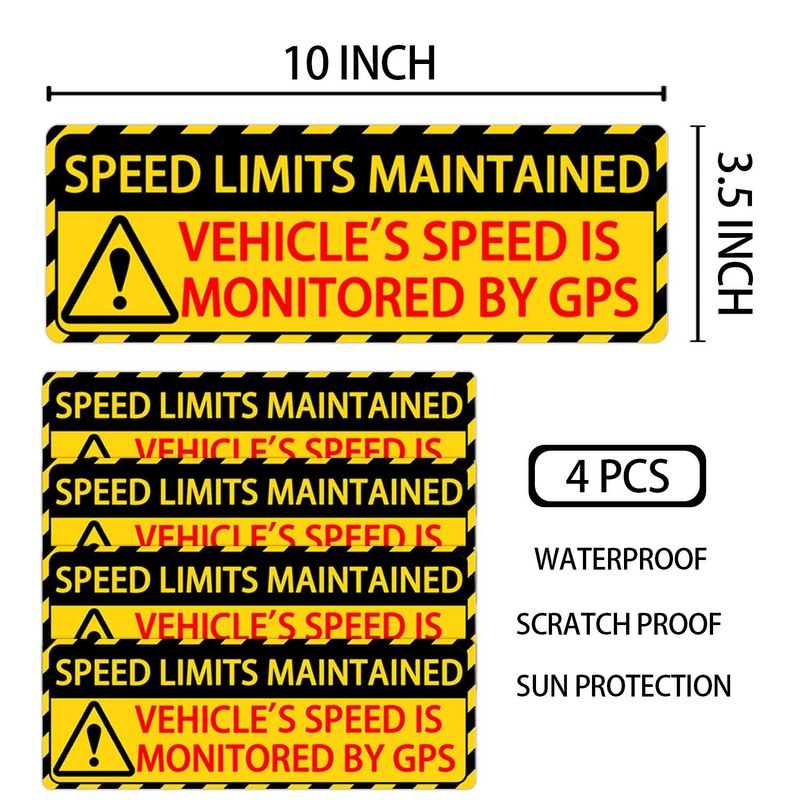 4 PCS Speed Limits Maintained Stickers Vehicle Speed is Monitored