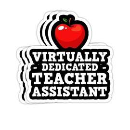 goldbabytee Teacher Assistant Virtual Teaching School Appreciation- 4x3 Vinyl Stickers, Laptop Decal, Water Bottle Sticker (Set of 3)