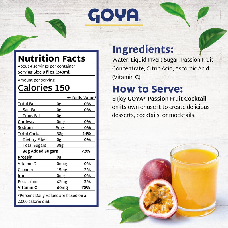 Goya Passion Fruit Cocktail, Tropical Passion Fruit Juice, Vitamin C