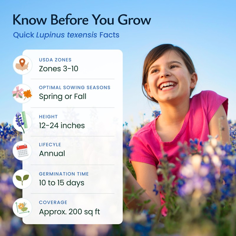 Created By Nature Texas Bluebonnet Seeds, 750+ Wildflower Seeds, Texas