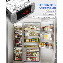 Fit for Dixell XR06CX-4N1F1 Temperature Controller with Temperature Sensing Probe，Digital Thermostat Controller Fit for 120V 50-60hz Commercial Refrigerators/ Freezer