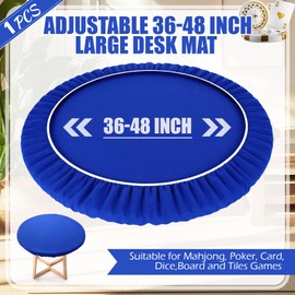 Gilprop 36.2 Inch Felt Card Table Game Cover Blue Foldable Mahjong Table Mat Elastic Folding Game Tablecloth Fits 36-48 Inch Tables for Mahjong Poker Playing Cards Dominoes Board Games