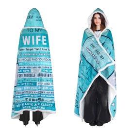 Birthday Gifts for Wife, to My Wife Doubleside Wearable Blanket Hoodie Christmas Anniversary Wedding Gifts, Wife Birthday Gift Ideas Valentine Romantic Gifts for Her, Wife Gifts from Husband 47x72in