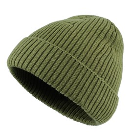 Croogo Men's Winter Hats Knit Cuff Beanie Cap Women Slouchy Knitted Warm Ski Caps Soft Stylish Toboggan Skull Caps,Green-KH43