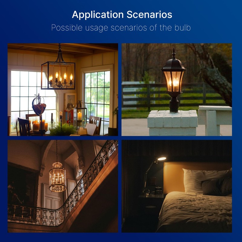 FLSNT 40W Equivalent LED Chandelier Light Bulbs, Dimmable Amber LED