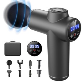 Bizcasa Massage Gun, Muscle Massager with 99 Speeds, 8 Massage Heads LCD Touchscreen 29900 rpm, Massage Gun with USB C and Storage Box, for Massage Muscle Relaxation (Grey)