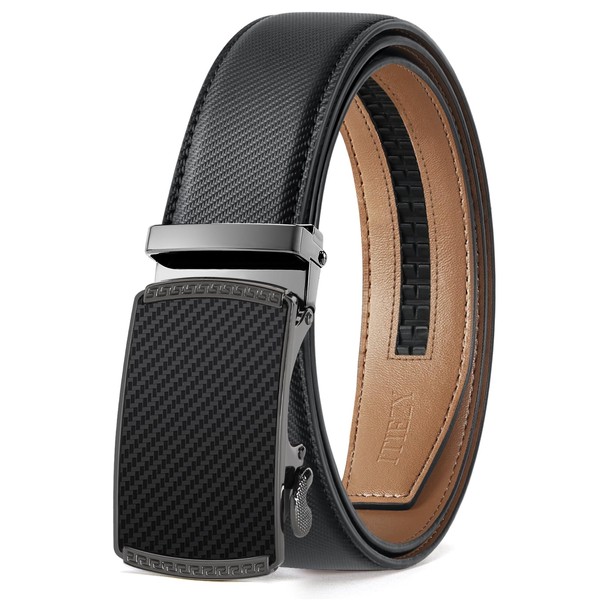 ITIEZY Men's Automatic Belt Designer Leather Belt Buckle Black, 01
