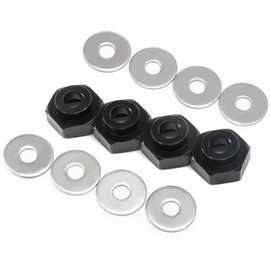 JGGZONE 4PCS Aluminum Alloy 12mm Turn to 17mm Wheel Rim Hex Adapter Drive Hub Conversion Extension Compatible with Tamiya Axial Traxxa HPI Himoto HSP Losi Kyosho RC 1/10 On-Road Car Tires (Black)