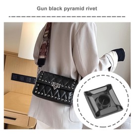 SG Store 200pcs Pyramid Rivets Spike Square Studs Rivets Spike Screw Craft Punk Novelty Jewerly Accessories DIY Decoration For Leather Clothing Shoes 8x8mm, Gunmetal Black