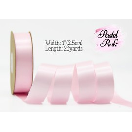 LASOIE Satin Ribbon for Flower Bouquet Gift Wrapping for Crafts Bows for Girls Hair Presents Bookmarks Birthday Party Decorations Wedding Invitations Decorative for Craft Pastel Pink 25mm 1 Inches