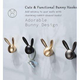 ccotikosee 2 Pack Bunny-Shaped Decorative Wall Hooks, Cute Zinc Alloy Hangers for Coats, Towel, Keys, Bag, Robes, Heavy Duty Rabbit Design Mounted Holder for Bathroom