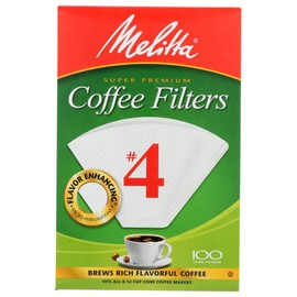 Melitta Cone Coffee Filters, White, No. 4, 100 Count (Pack of 4) by Melitta