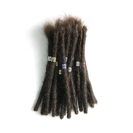 Human Hair Dreadlock Extensions 20 Strands Handmade Crochet Real Hair Loc Extensions (8Inch,Width:0.8cm,Dark Brown)