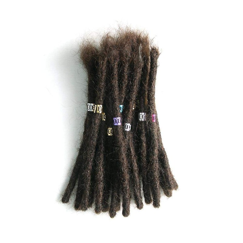 Human Hair Dreadlock Extensions 20 Strands Handmade Crochet Real Hair