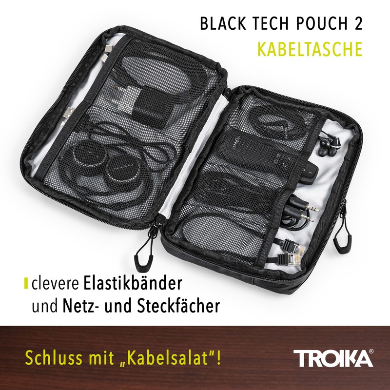 TROIKA Black Tech Pouch 2 - BBL64/BK - Cable Bag
