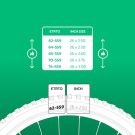 Bicycle Inner Tube 26 x 2.50 > 3.00 (ETRTO 62/76-559) x2 - Schrader Valve 40 mm - Compatible with Mountain Bikes/City Bikes 26 Inch - High Resistance and Elasticity MOOVMOOV