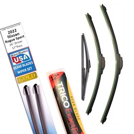 Beam Blade Wipers Replacement Set for 2022 Nissan Rogue Sport w/Rear - WiperBladesUSA Gold Beam Wiper Blades Wipers Set