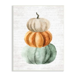 Stupell Industries Stacked Autumn Fall Pumpkins Cursive Words Background,Design by Lettered and Lined, 10 x 15