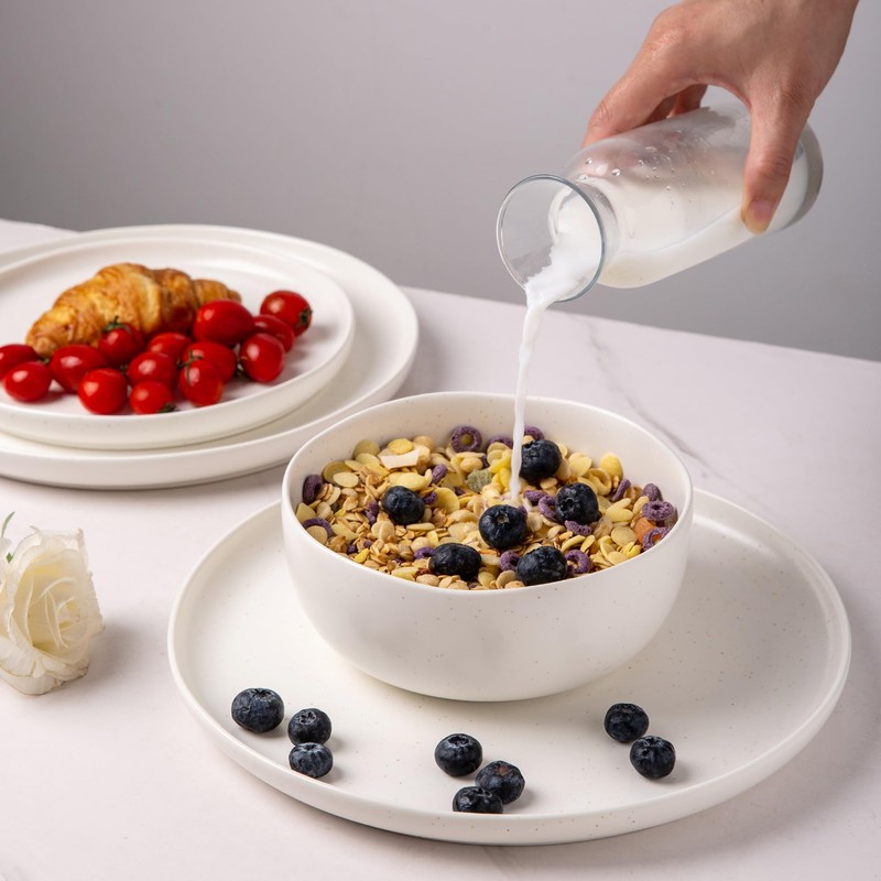 AmorArc Ceramic Dinnerware Sets, Wavy Rim Stoneware Plates and Bowls