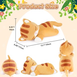 Auspicious beginning 13.77 Inch Cat Plush Toy, Kawaii Cat Cuddly Toy, Cat Stuffed Toy, Cat Plush Toy, Soft Cuddly Toy, Pillow, Stuffed Cat Doll, Animal Cushion for Girlfriend