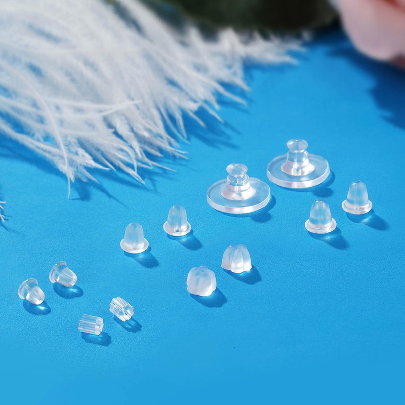 Hazifes 12 Styles 600 Pcs Earring Backs for Studs, Clear