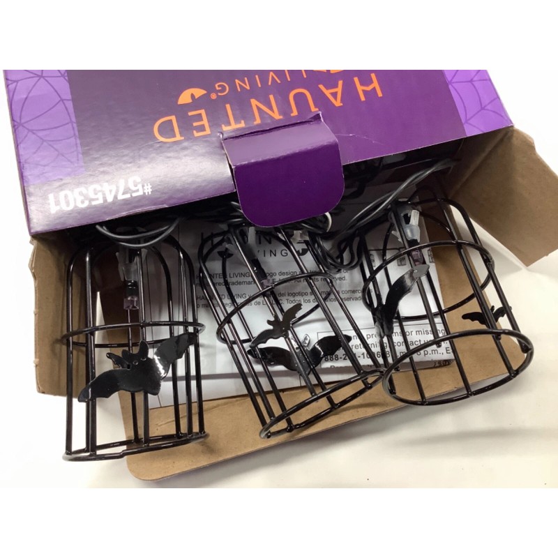 Haunted Living LED 8 ct 2.5" Metal Lantern Bat Purple