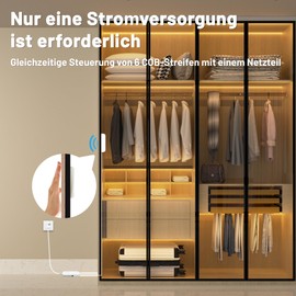 Lichaser Lichaser COB LED Streifen 2M, 6 Rollen 12V Akustikpaneele LED Strip Warmweiss Berhrungsempfindliche Dimmschalter, COB LED fr Akustikpaneele Beleuchtung, Schrank, Kchen, Vitrinen, Regal, Shelves