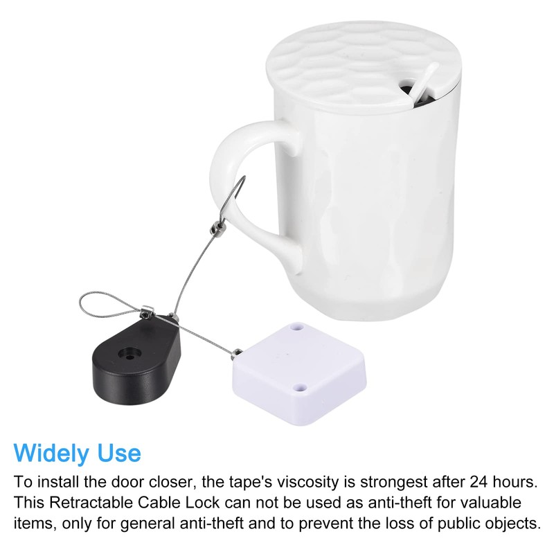 MECCANIXITY Retractable Cable Lock with Self-Adhesive, Remote Control Security Lock