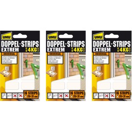 UHU Double Strips, up to 4 kg, Pack of 16