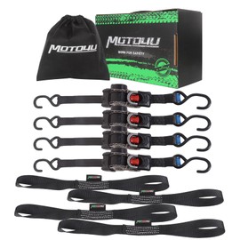 MOTO4U Stainless Steel Retractable Ratchet Straps Automatic Retractable Strap Retractable Ratchet Tie Down Straps with Soft Loops for Boats Motorcycle Trailers ATVs Black 4PCS 1inch×6ft
