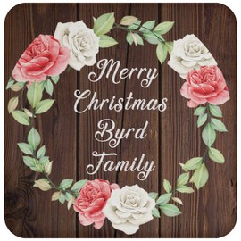 Designsify Gifts, Merry Christmas Byrd Family, Drink Coaster A Mat Wipe-Clean Non-Slip Non-Skid Cork Back, for Birthday Anniversary Mom Dad Parents Fathers Mothers Day Party, to Men Women Him Her