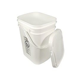 5.3 Gallon White Rectangular Bucket/Pail with Hinged Snap Lid