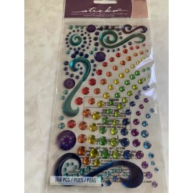STICKO EK SUCCESS STICKER ACRYLIC COLORFUL DOTS SWIRLS DESIGNS MULTI-SIZES 188PC