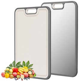 Infumm Titanium cutting boards for Kitchen,Double Sided Food Grade,Pure Titanium and Wheat Straw PP, Double Chopping Boards for Meat and Fruits Easy to Clean Size 15’’x10’’