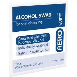 AeroWipe 70% Isopropyl Alcohol Swabs 30 x 30 mm,Red, 100 Count