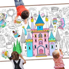 Leezead Princess Party Giant Coloring Poster, 72 x 30 Inches Large Princess Themed Coloring Poster&Table Cover Princess Activity Drawing Paper Tablecloth for Home Classroom Party Supplies Decorations