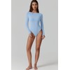 QINSEN Long Sleeve Body Suit for Women Round Neck Fall