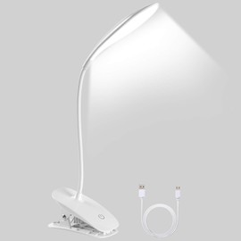 URAQT Clip Light, 3 Light Modes LED Reading Light, Bedside Lamp with USB Charging Port, Touch Control, Eye Desk Lamp Suitable for Home, Office, Bedroom, Reading, Work, Study (White #2)