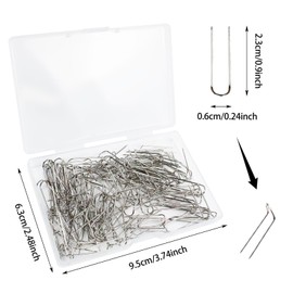 150 Pcs U-Shaped Bifurcated Needle Stainless Steel Quilting Sewing Double Stop Needle Jewelry Display Craft Decoration Fabric DIY Fixator (23mm)