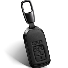 Key Fob Cover Leather Full Protection Compatible with 2016-2022 Accord Civic CRV Fit Odyssey Jed Crosstour Crider(E5-Black)