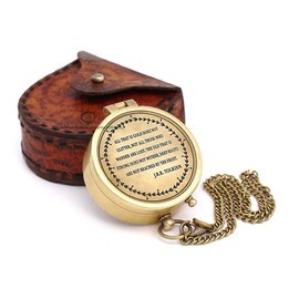 RII Pocket Brass Compass, Nautical Navy Compass for Camping, Travelling, Hiking, Boating, Gift Compass for, Birthday, Anniversary, Wedding, Retirement, to Loved Ones with Imprinted Leather Case