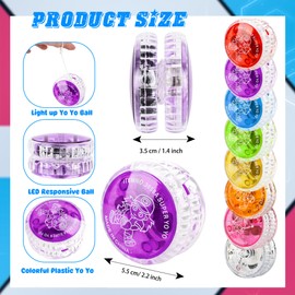 40 Pcs Colorful Light up Yo Yo Ball Bulk LED Responsive Ball Auto Return Bearing Balls Yoyo for Kids Beginner Birthday Classroom Bag Fillers Prizes Gifts, 8 Colors